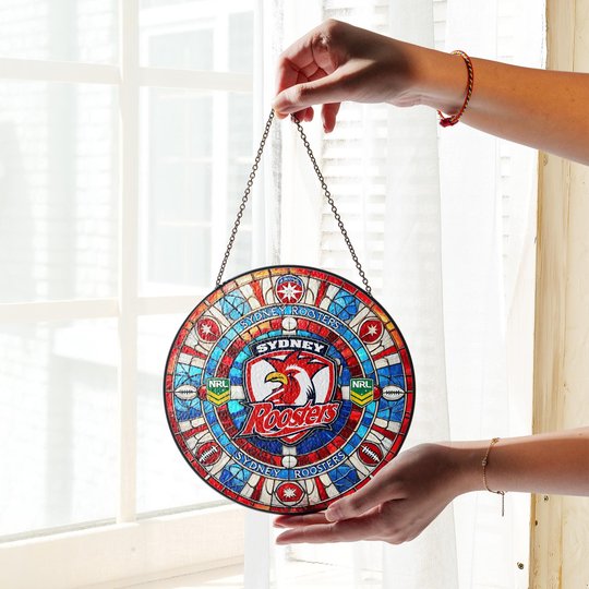 Sydney Roosters Stained Glass Suncatcher for Window Hanging V2