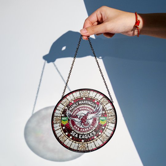 Manly Warringah Sea Eagles Stained Glass Suncatcher for Window Hanging V2