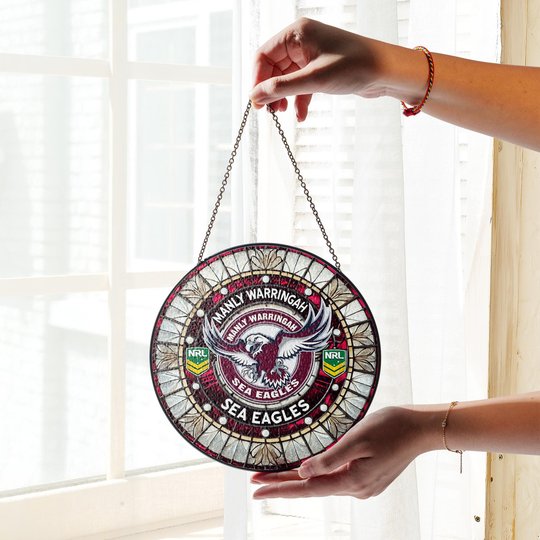 Manly Warringah Sea Eagles Stained Glass Suncatcher for Window Hanging V2