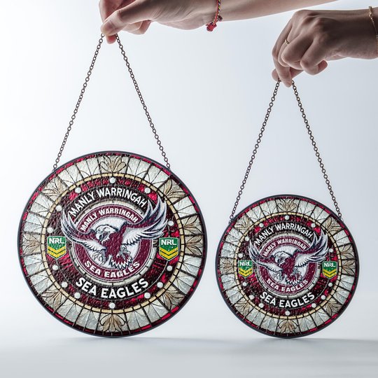 Manly Warringah Sea Eagles Stained Glass Suncatcher for Window Hanging V2