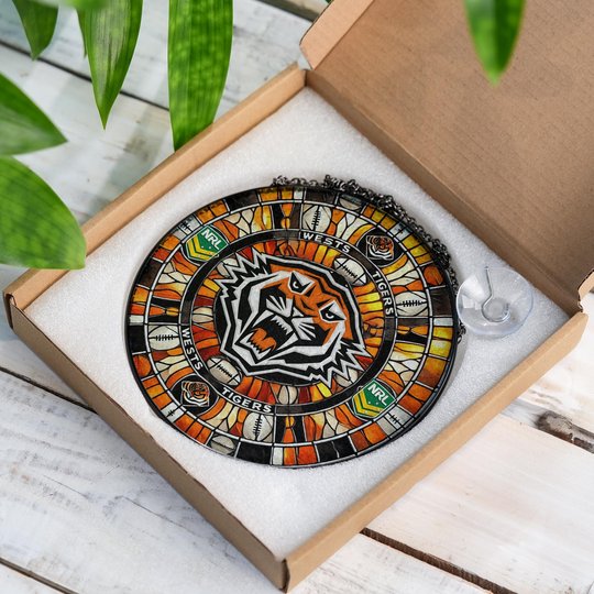 Wests Tigers Stained Glass Suncatcher for Window Hanging V2