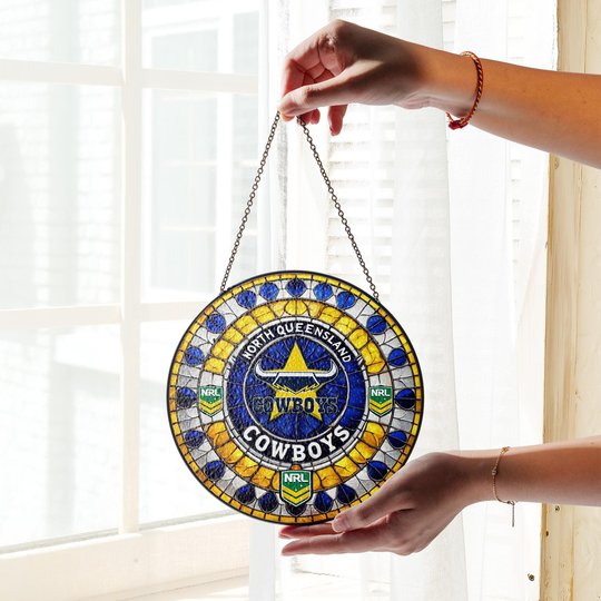 North Queensland Cowboys Stained Glass Suncatcher for Window Hanging V2