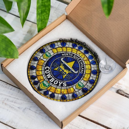North Queensland Cowboys Stained Glass Suncatcher for Window Hanging V2