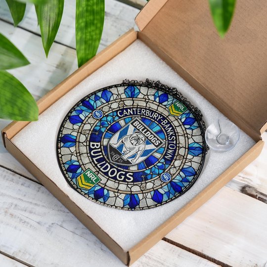 Canterbury-Bankstown Bulldogs Stained Glass Suncatcher for Window Hanging V2