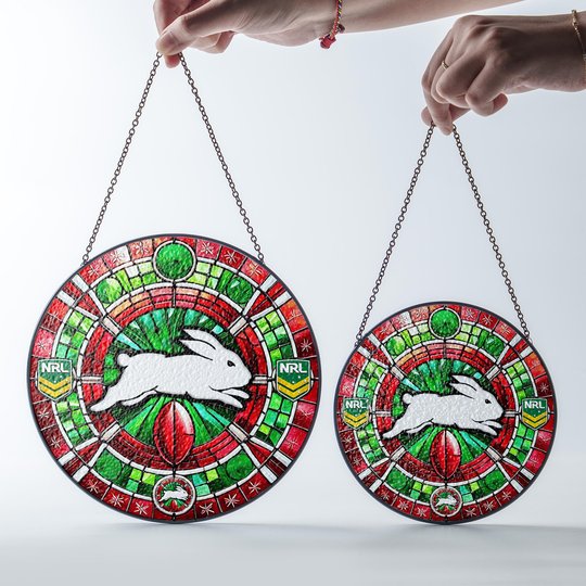 South Sydney Rabbitohs Stained Glass Suncatcher for Window Hanging V2