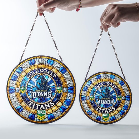 Gold Coast Titans Stained Glass Suncatcher for Window Hanging V2