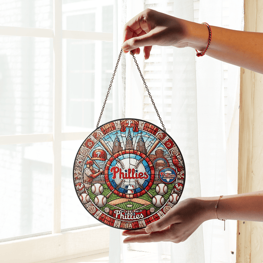 Philadelphia Phillies Stained Glass Suncatcher for Window Hanging