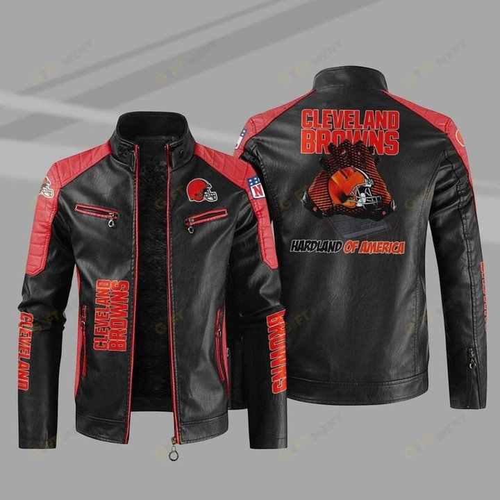 CLEVELAND BROWNS LEATHER JACKET FOR MEN