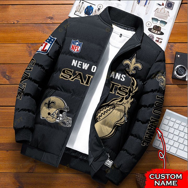 New Orleans Saints Custom Name Down Jacket Shirt