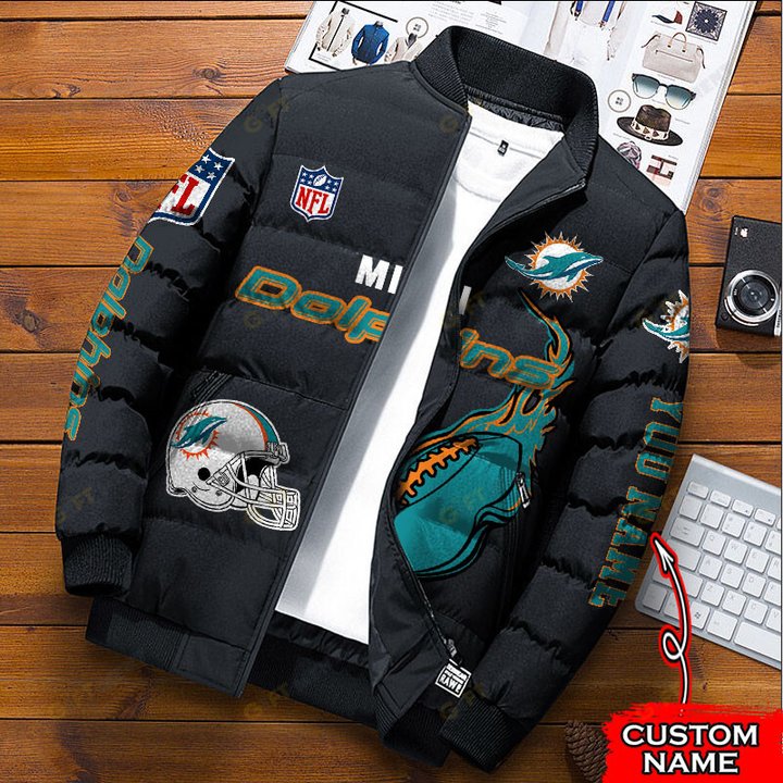 Miami Dolphins Custom Name Down Jacket Shirt