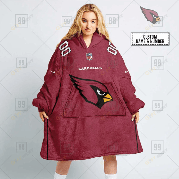 Personalized NFL Arizona Cardinals Oodie, Flanket, Blanket Hoodie, Snuggie