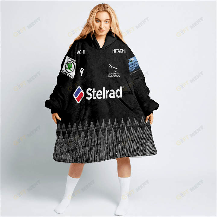 PREMIERSHIP RUGBY NEWCASTLE FALCONS 2022/23 HOME KIT Oodie, Flanket, Blanket Hoodie, Snuggie