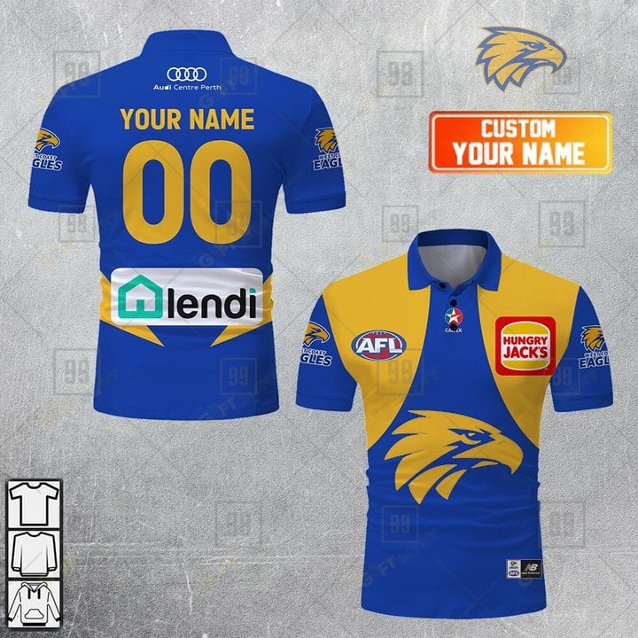 Personalized 2023 AFL West Coast Eagles Jerseys Polo Shirt