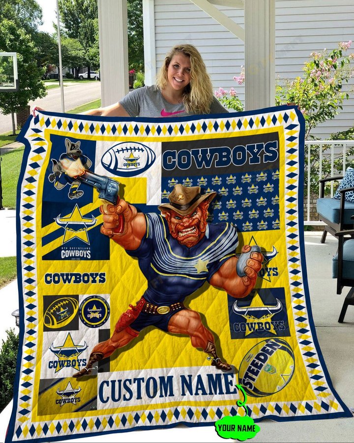 Personalized North Queensland Cowboys Mascot Quilt Blanket