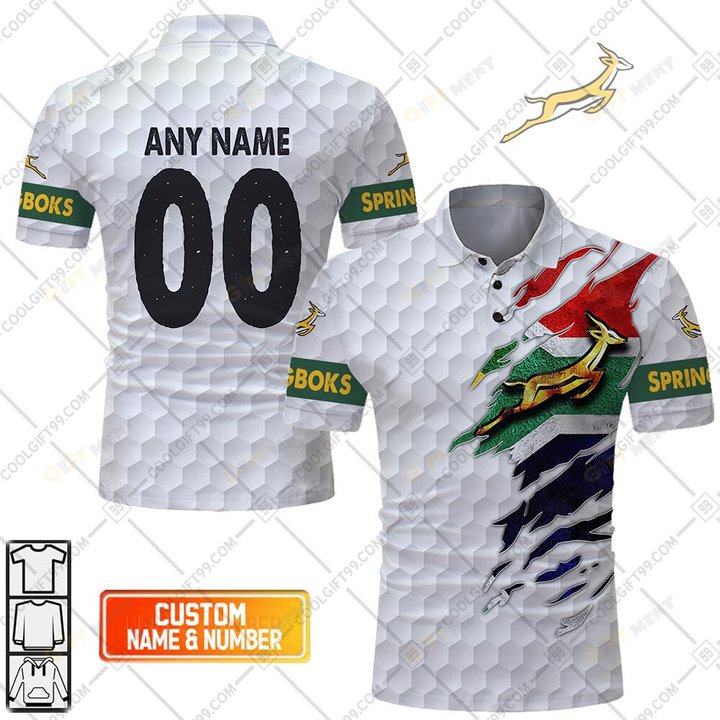 Personalized Golf Springboks South African Polo Shirt