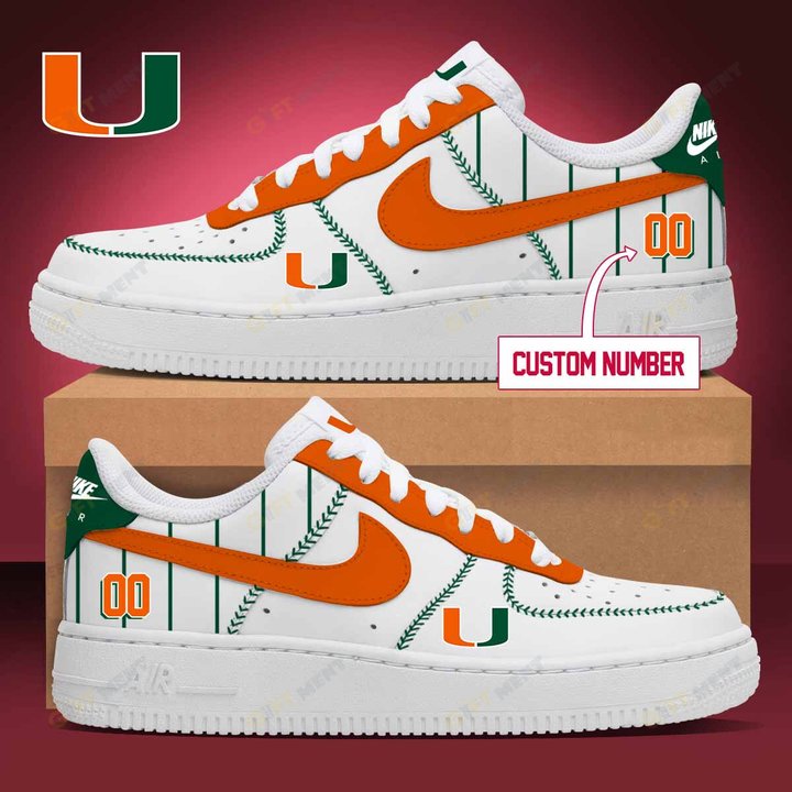PERSONALIZED Miami Hurricanes Air Force Sneakers