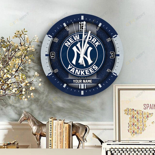 New York Yankees Wooden Clock