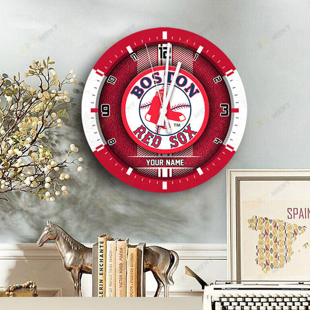 Boston Red Sox Wooden Clock