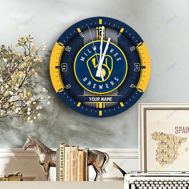 Milwaukee Brewers Wooden Clock