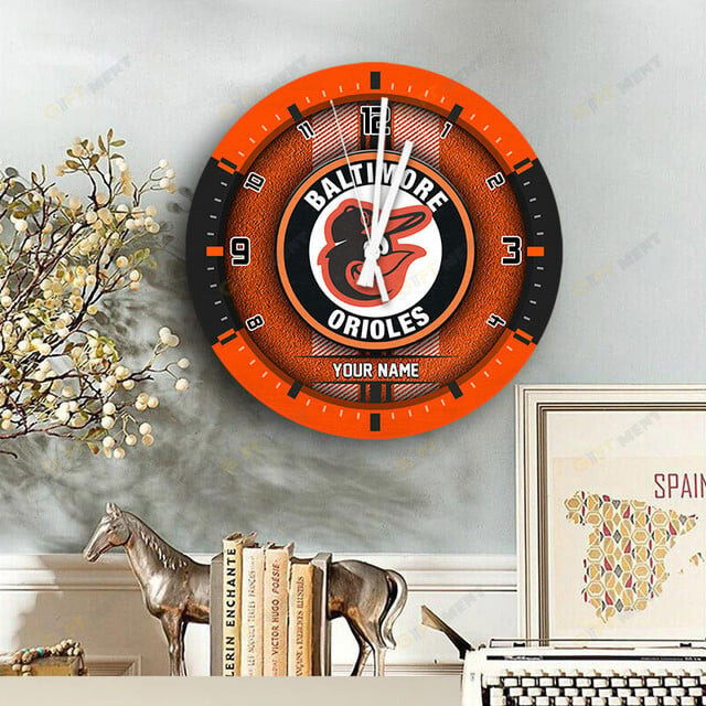 Baltimore Orioles Wooden Clock