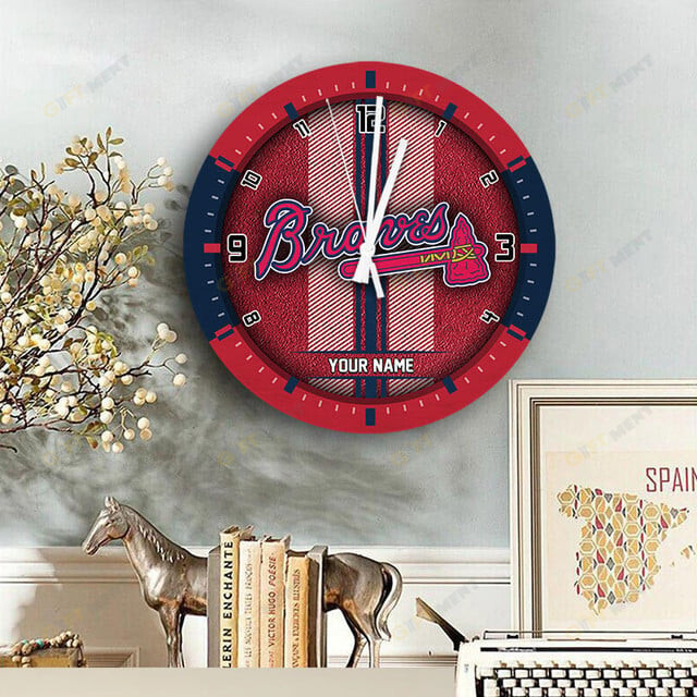 Atlanta Braves Wooden Clock