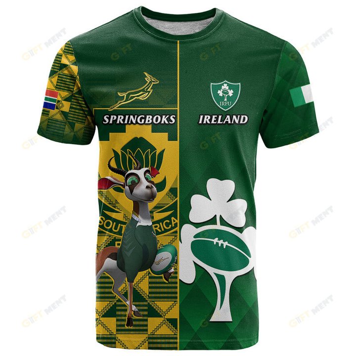 South Africa And Ireland Rugby Shirt 2023 World Cup Springboks Shamrocks Togethe