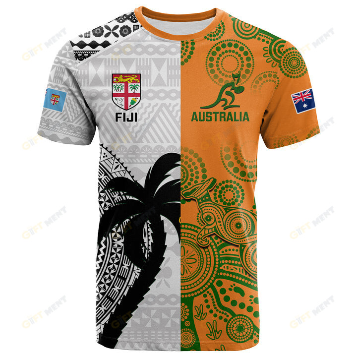 Custom Fiji And Australia Rugby T Shirt World Cup 2023 Together