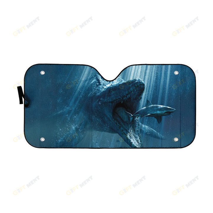 3D Attack Of The Jurassic Shark Custom Sunshade