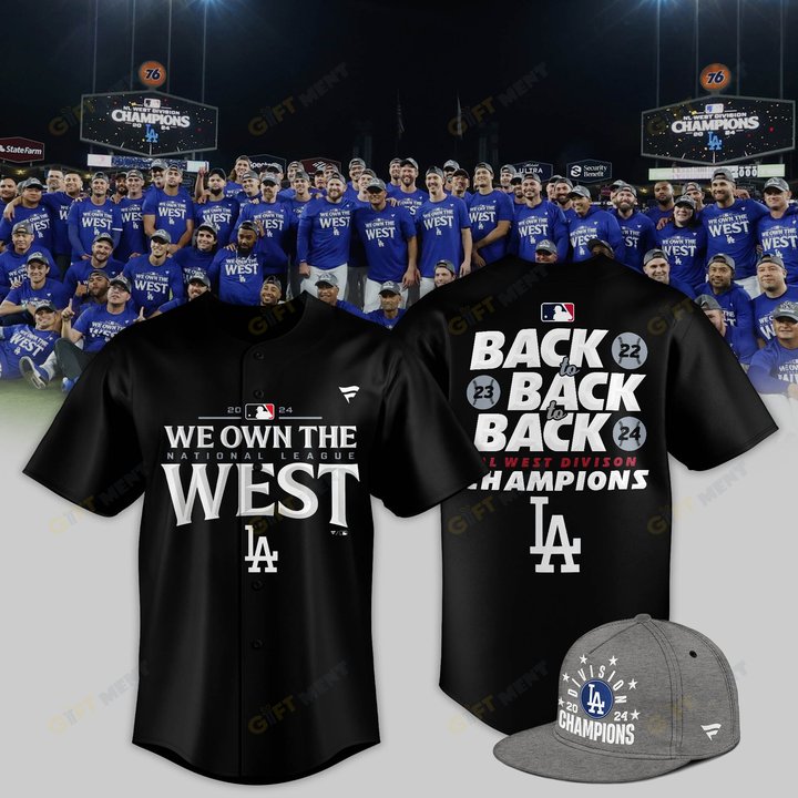 Los Angeles Dodgers 2024 NL West Division Champions Locker Room Jersey Black