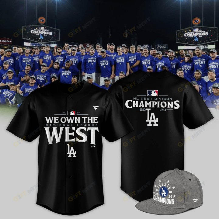 Los Angeles Dodgers 2024 NL West Division Champions Locker Room Jersey Black 02