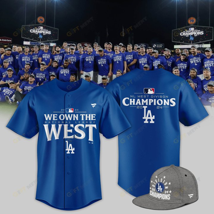 Los Angeles Dodgers 2024 NL West Division Champions Locker Room Jersey Cap Navi 02