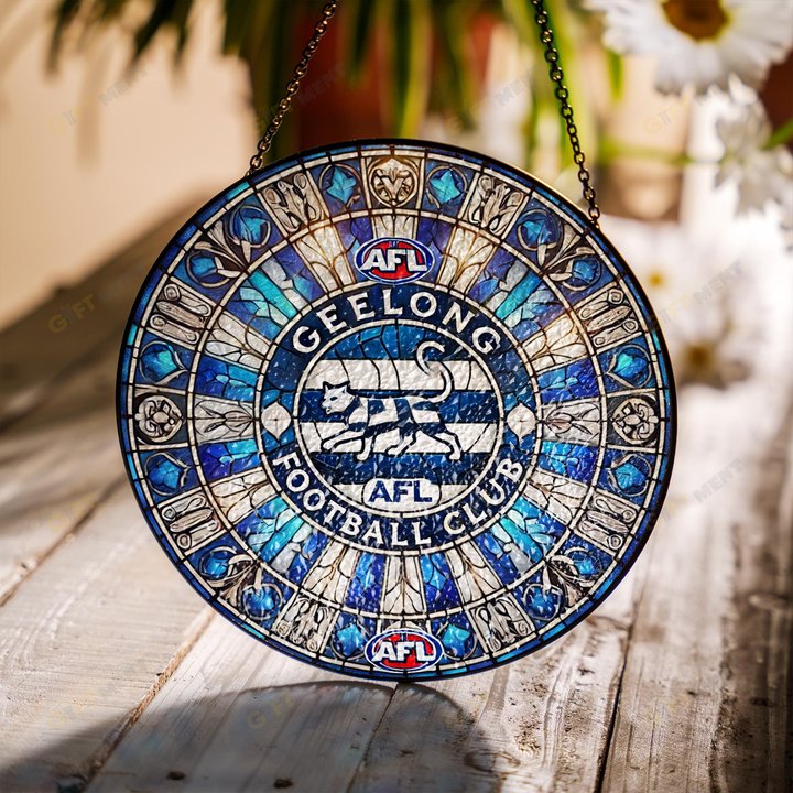 Geelong Football Club Stained Glass Suncatcher for Window Hanging
