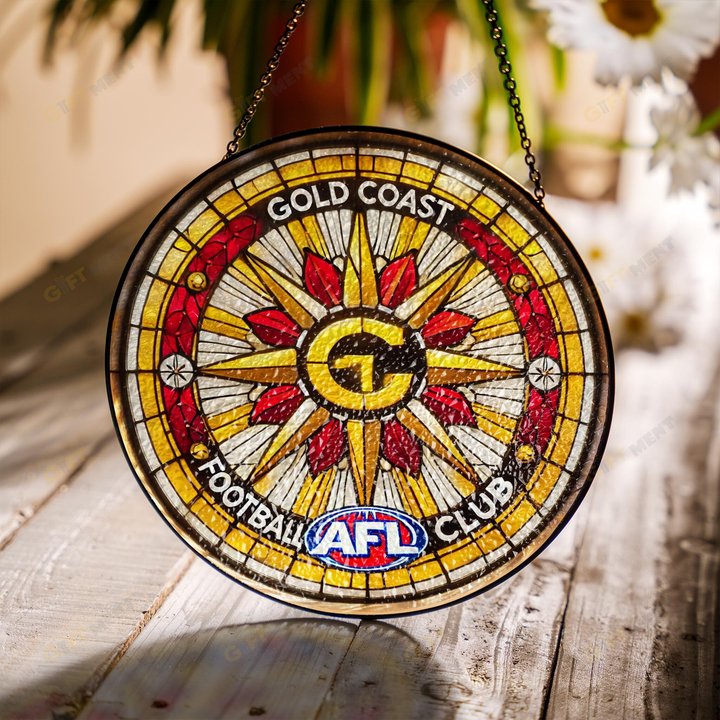 Gold Coast Football Club Stained Glass Suncatcher for Window Hanging