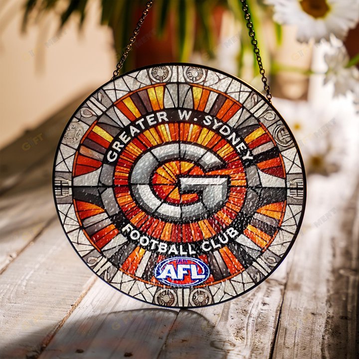 The Greater Western Sydney Football Club Stained Glass Suncatcher for Window Hanging