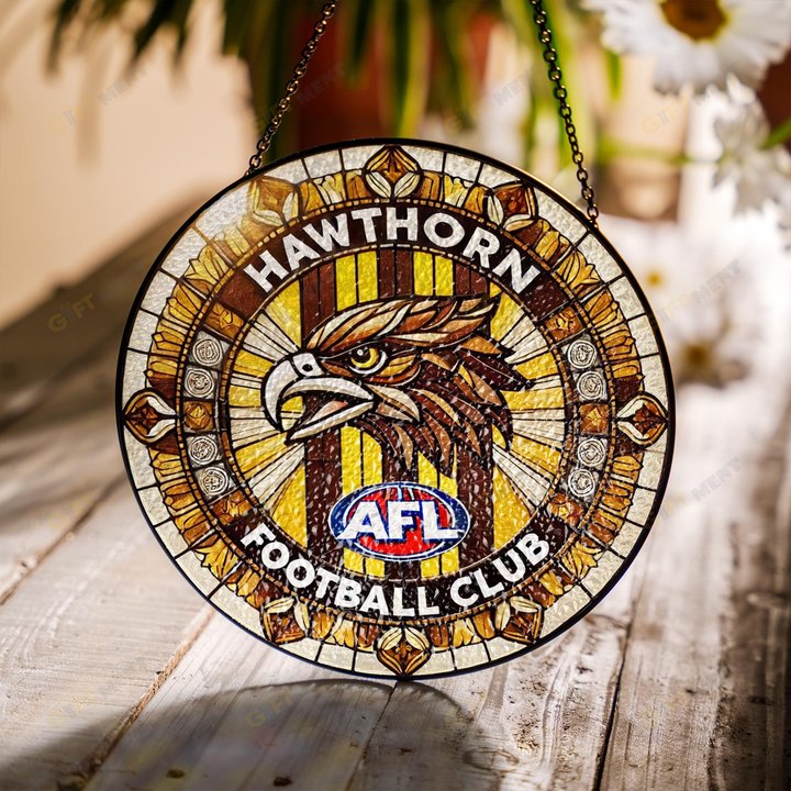 Hawthorn Football Club Stained Glass Suncatcher for Window Hanging