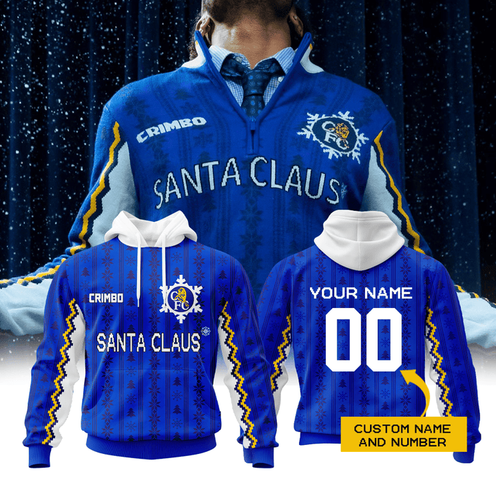 Personalized Chelsea FC Santa Hoodie, T Shirt, Zip Hoodie, Sweatshirt