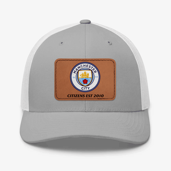 Persionalized Manchester City Leather Patch Trucker Cap