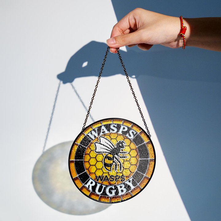 Wasps RFC Stained Glass Suncatcher for Window Hanging
