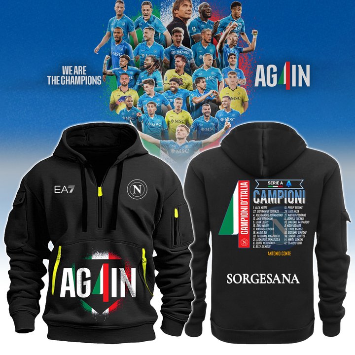 Napoli CAMPIONI Serie A 2024/25 Season New Quarter Zip Hoodie V2