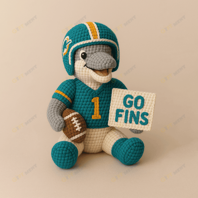 Handmade Miami Dolphins Crochet | with Glasses & Chains | Gift for fans