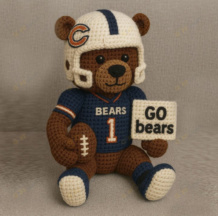 Handmade Chicago Bears Crochet | with Glasses & Chains | Gift for fans