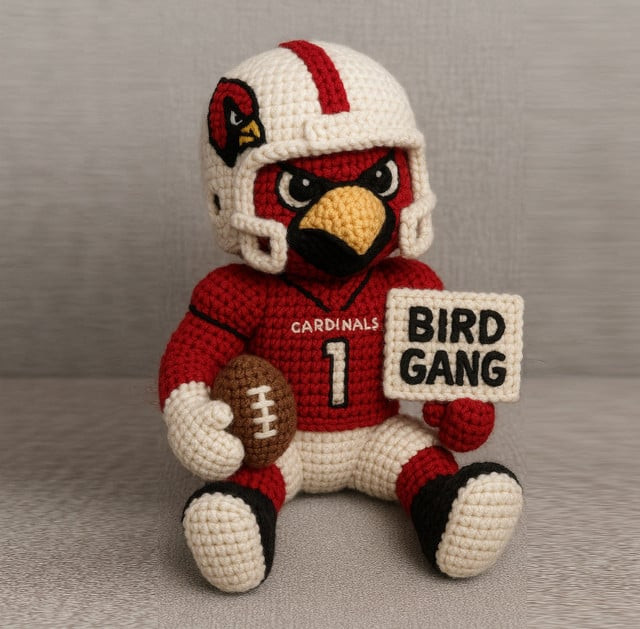 Handmade Arizona Cardinals Crochet | with Glasses & Chains | Gift for fans