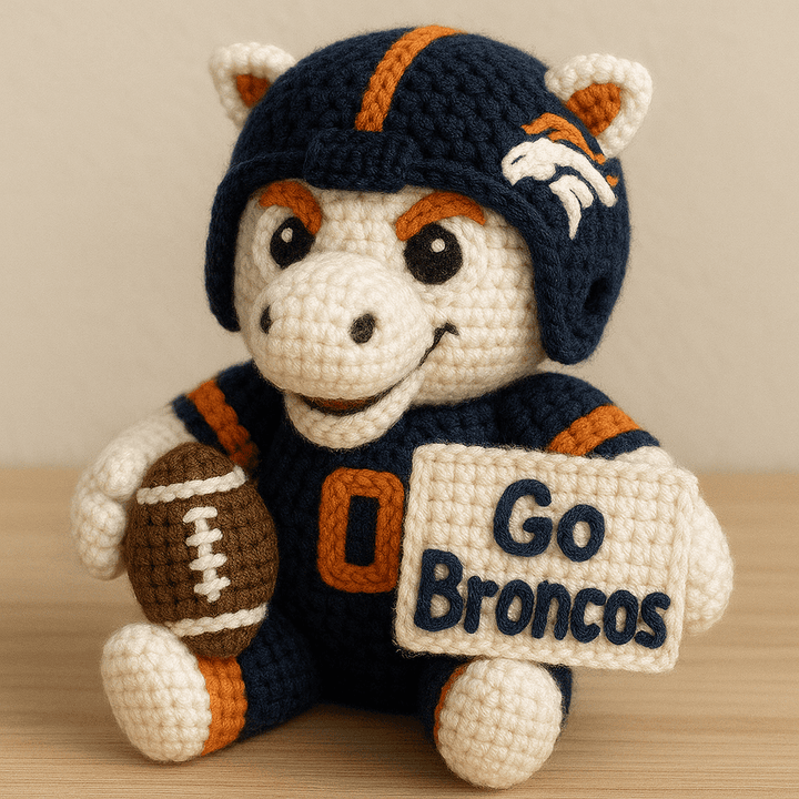 Handmade Denver Broncos Crochet | with Glasses & Chains | Gift for fans