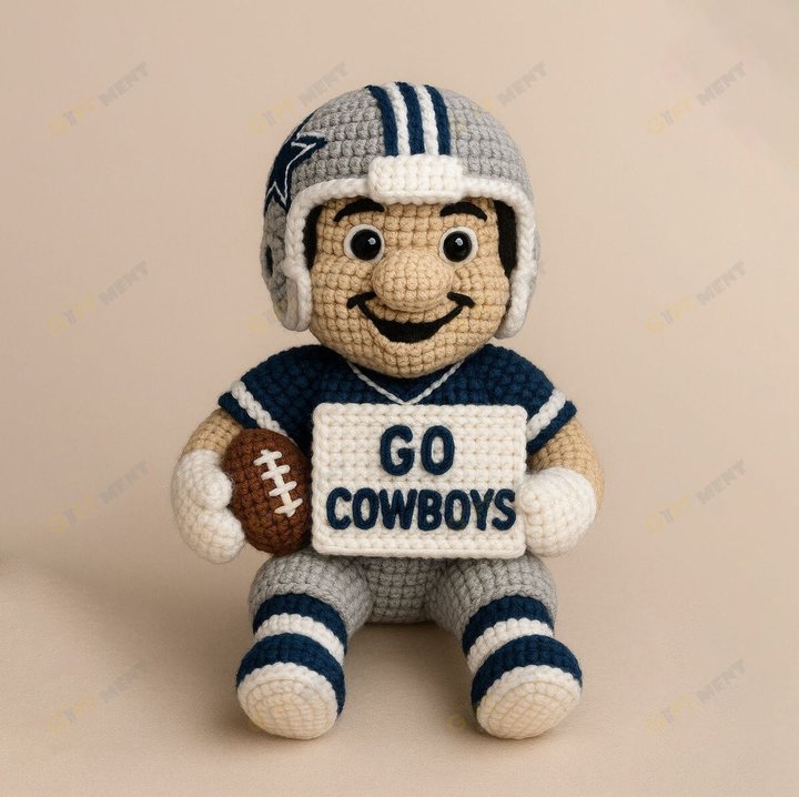 Handmade Dallas Cowboys Crochet | with Glasses & Chains | Gift for fans