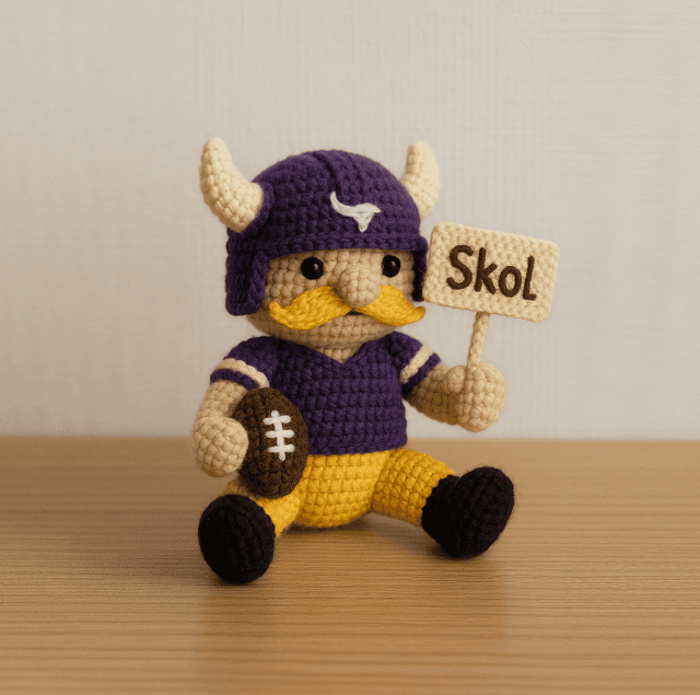 Handmade Minnesota Vikings Crochet | with Glasses & Chains | Gift for fans