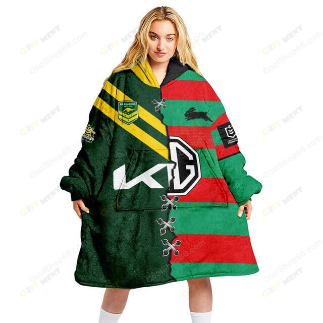 South Sydney Rabbitohs NRL Mix Kangaroos Hoodie Blanket Shirt