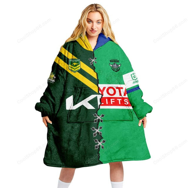 Canberra Raiders NRL Mix Kangaroos Hoodie Blanket Shirt