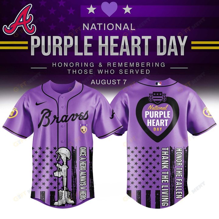 Atlanta Braves x Purple Heart Day Baseball Jersey I