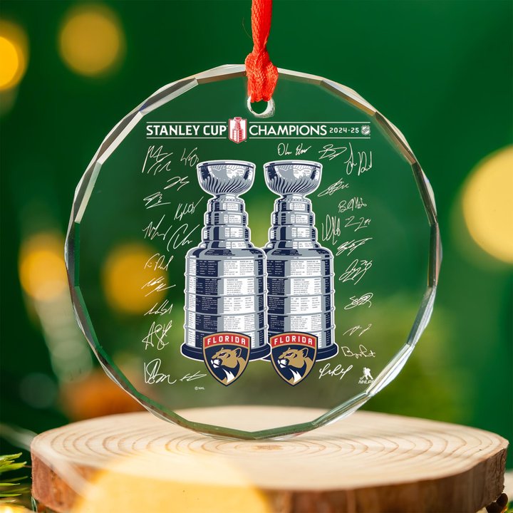 FPanthers Stanley Cup Champions 2025 Back to Back Glass Ornament