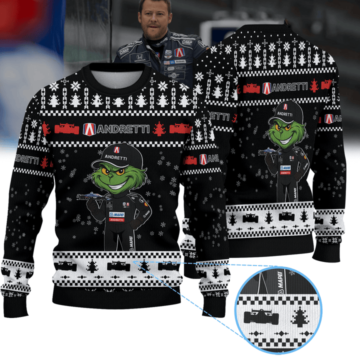 Andretti Global Marco Andretti IndyCar × Grinch Ugly Christmas Sweater
